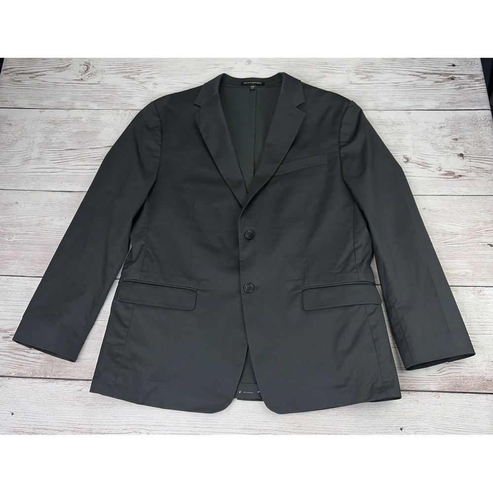 Banana Republic Men's 44R Black Cotton Suit Jacket Blazer Tailored Fit Excellent